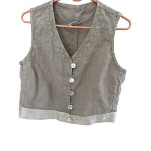 Johnny Was Top Linen L Crop Sleeveless Crop Casual